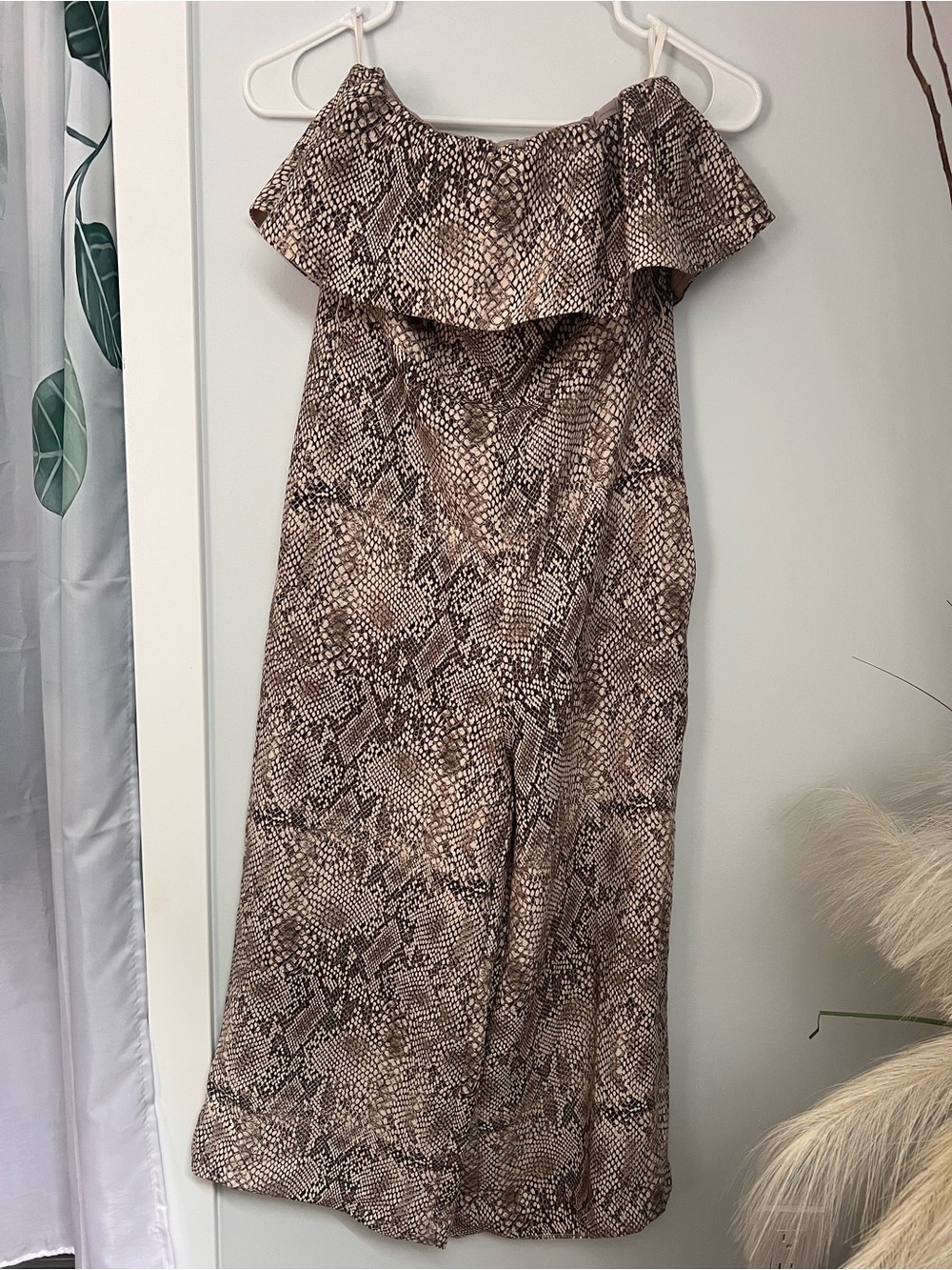 Babaton Snakeskin strapless Jumpsuit